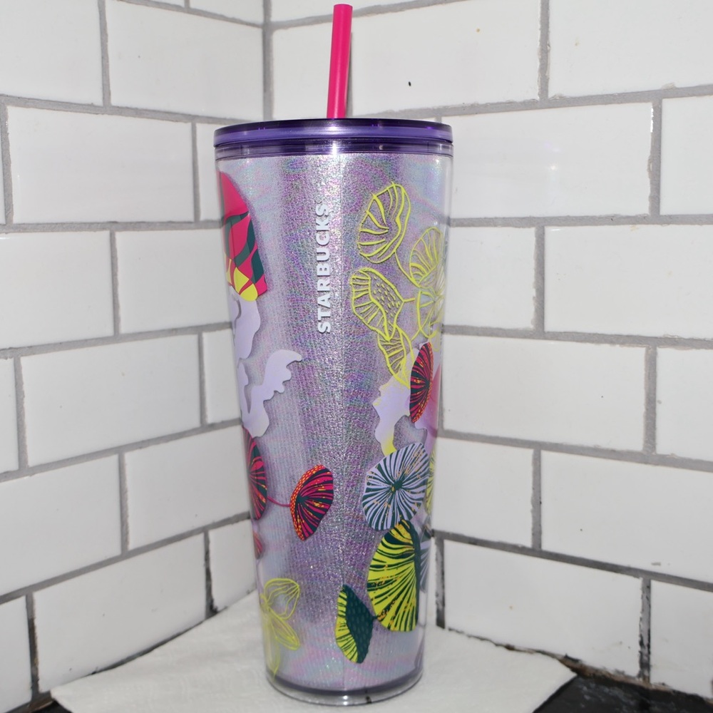 Brand New Starbucks Fall 2023 Lilac Holo Jellyfish & Parasols Tumbler 24oz/710ml